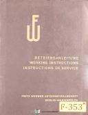Fritz Werner-Werner-Fritz Werner, FPO-V 5240, Milling Machine, Operations and Instructions Manual-FPO-V 5240-01